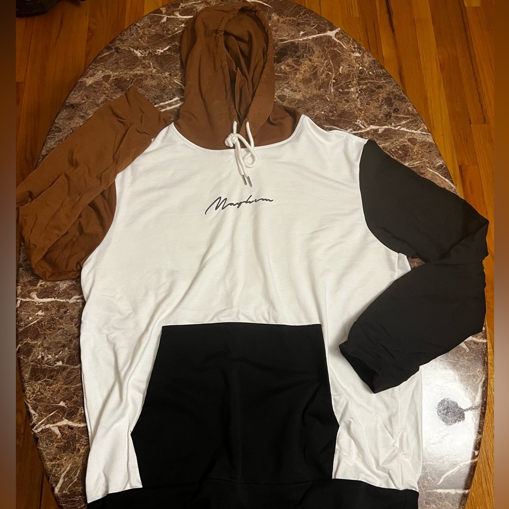 Mens lightweight summer hoodie White/Brown Sz M (Pre-Owned)